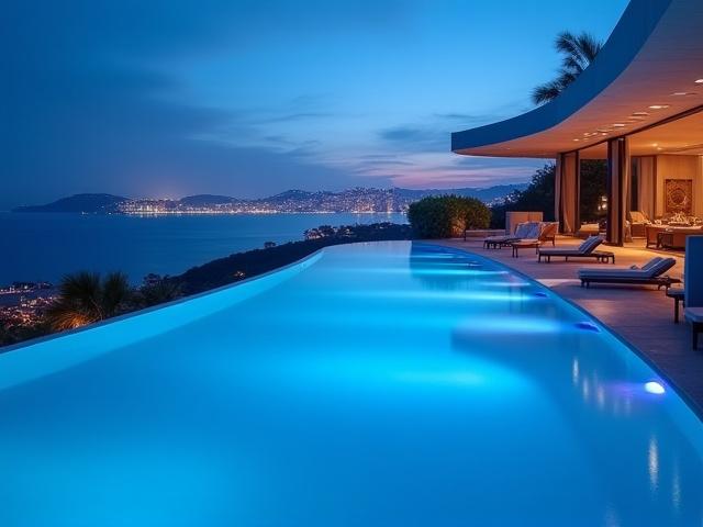 夜景が見える高級ホテルのインフィニティプール