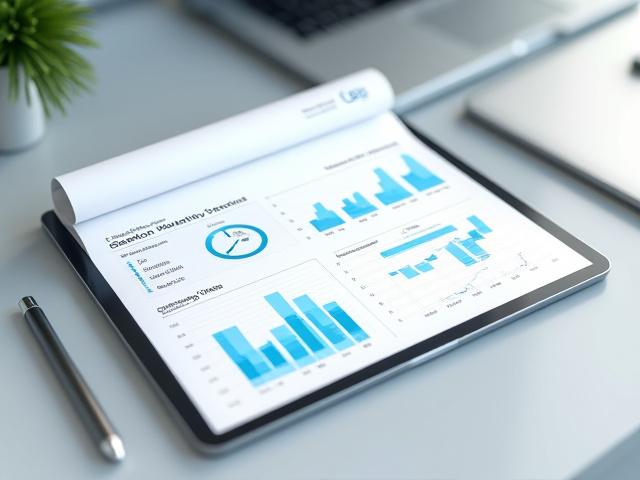 プールの運営状況を示す詳細な月次レポートのモックアップ