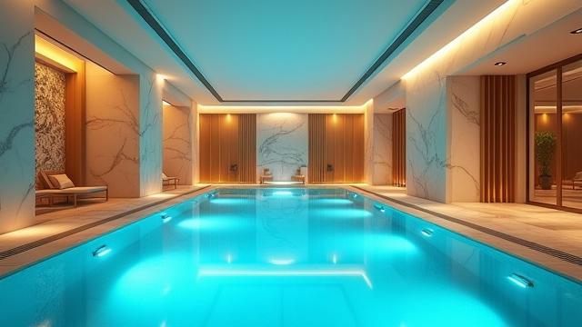 リノベーションされた豪華なホテルのプール