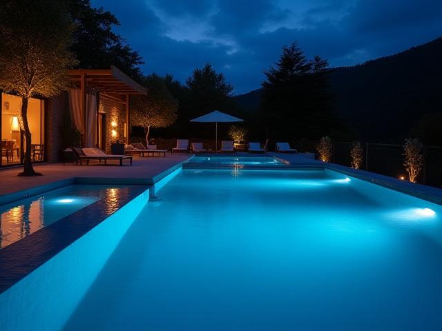 光と影が織りなすプールの表情