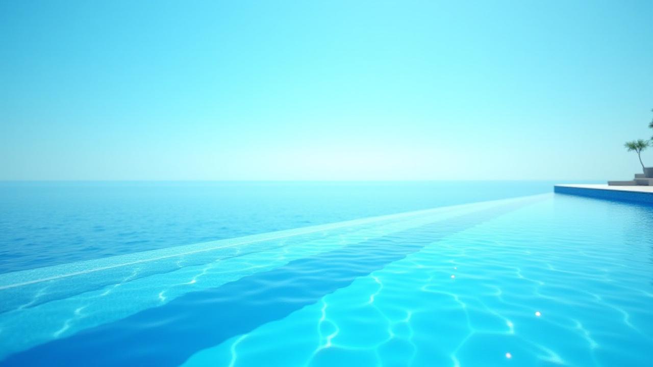 設計図面が重なるラグジュアリーなプールの風景