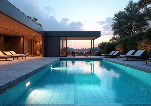 リノベーション後のモダンで美しいプール