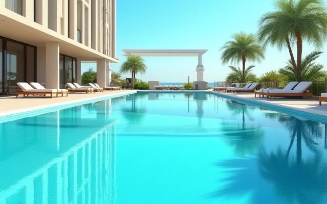 Xホテル様のプール、クエンドリヴァセルトラによるメンテナンス後