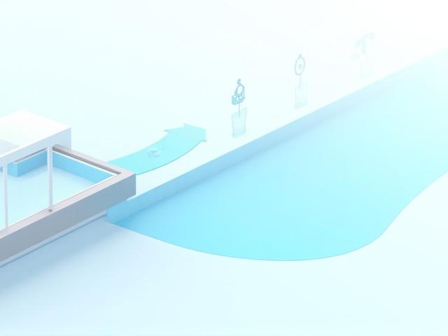 プールの水資源の再利用プロセスを示すインフォグラフィック